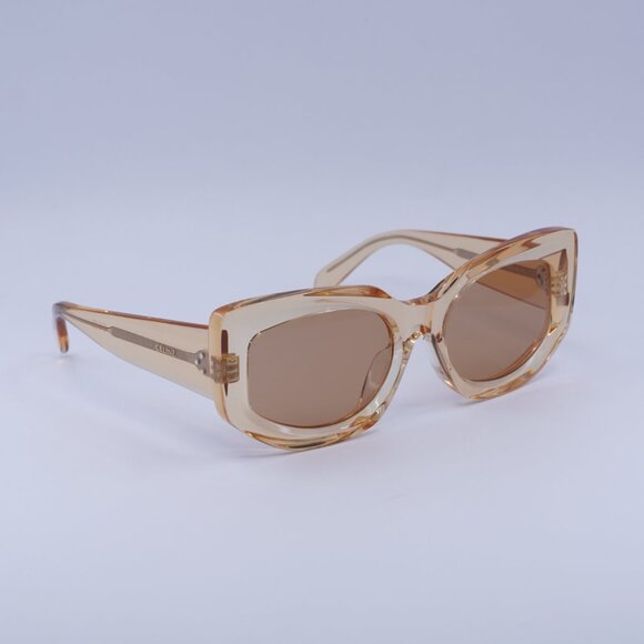🕶️ New Celine CL40277F 42J Sunglasses - Transparent Orange Frame, Brown Lenses - Picture 9 of 10